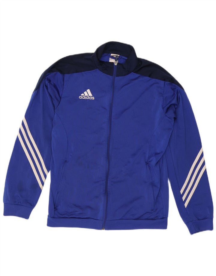 Jachetă de trening pentru bărbați Adidas, albastru mediu, poliester bloc de culoare