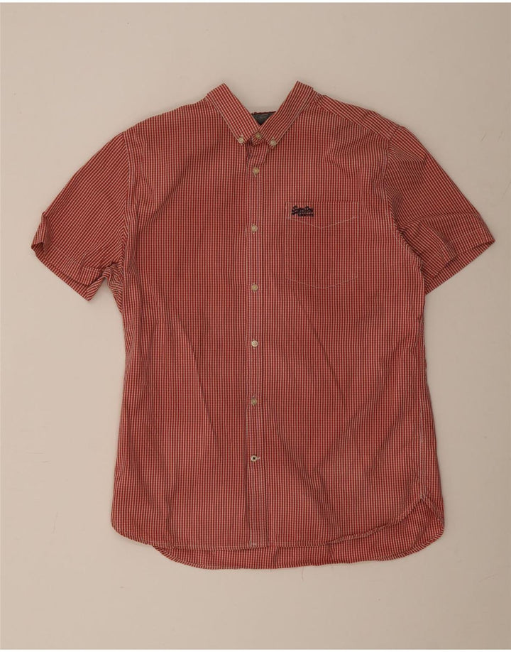 Cămașă cu mânecă scurtă pentru bărbați SUPERDRY 2XL, bumbac vichy roșu