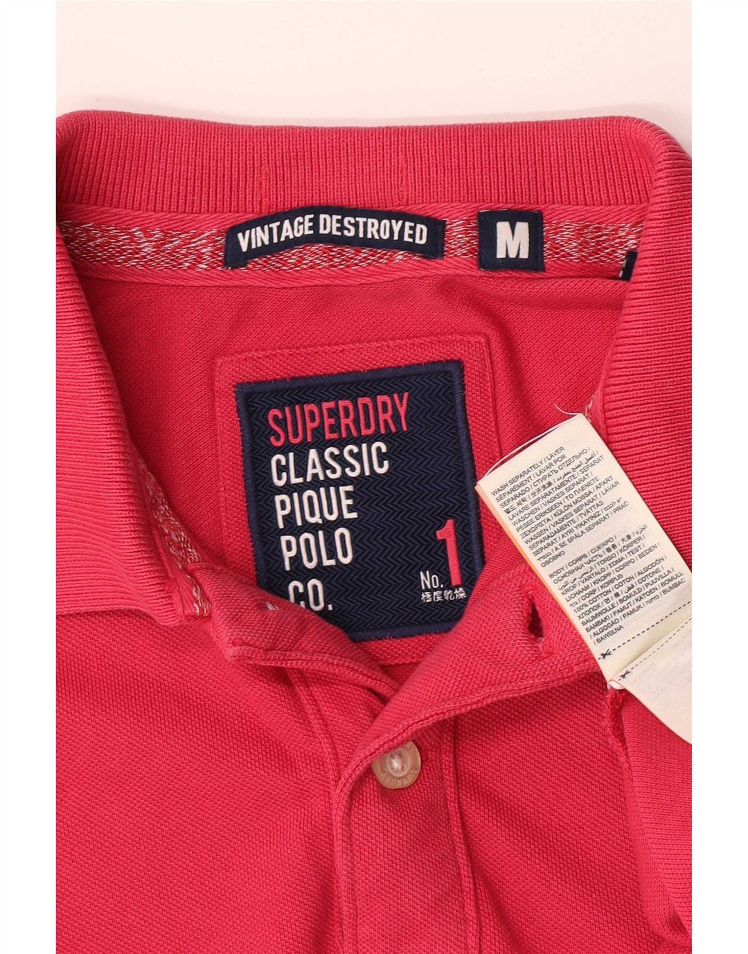 Tricou polo cu mânecă scurtă pentru bărbați Superdry, bumbac roz mediu