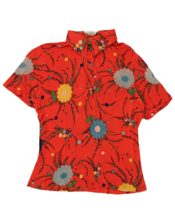 Bluză Vintage Femei Top UK 10 Small Red Floral