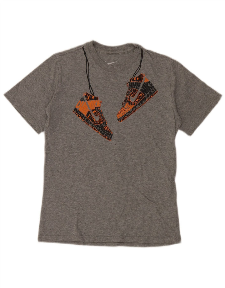 Tricou grafic Nike pentru băieți Top 10-11 ani bumbac gri mediu