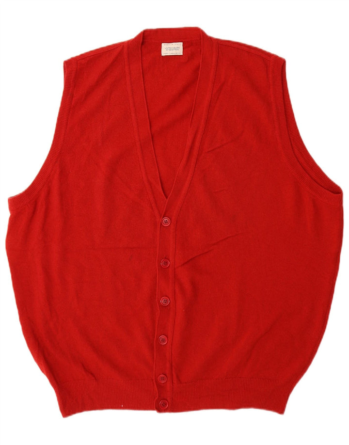 Pulover cardigan fără mâneci pentru bărbați Benetton, lână roșie mare