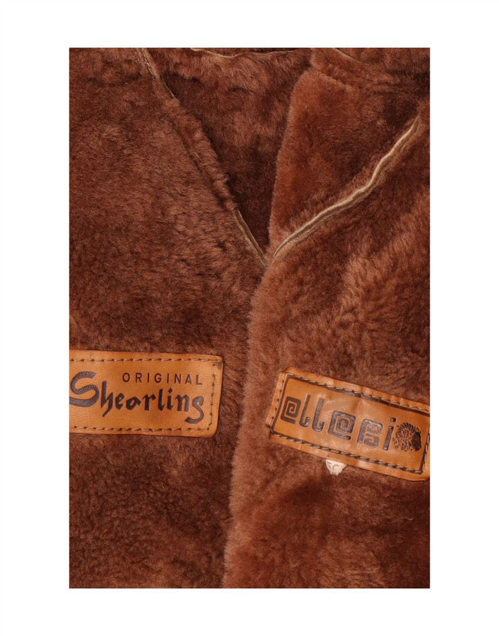 Palton din shearling pentru femei Ellesi IT 50 XL maro din shearling
