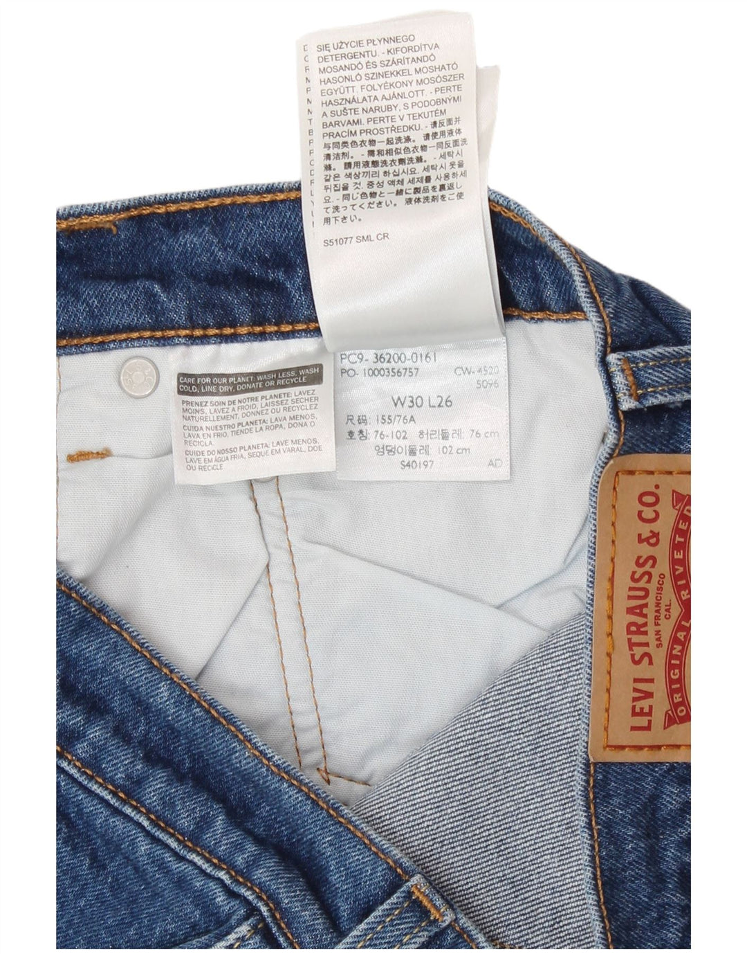 Blugi drepti 501 Crop Levi's pentru femei L30 L26 Bumbac albastru