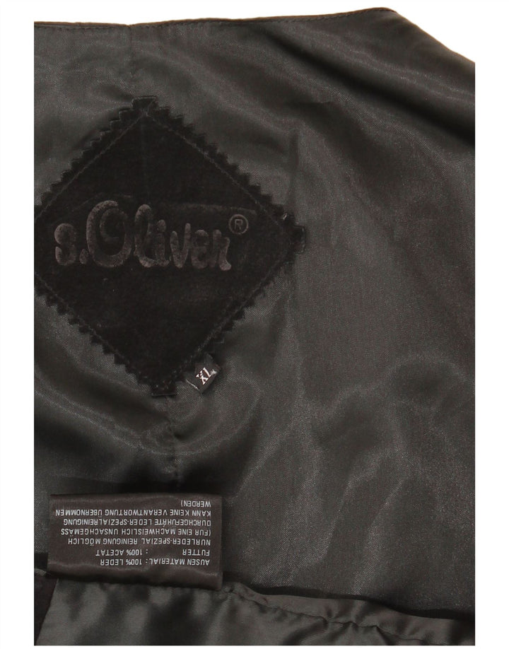 S.OLIVER Gilet de piele intoarsa pentru barbati XL din piele neagra