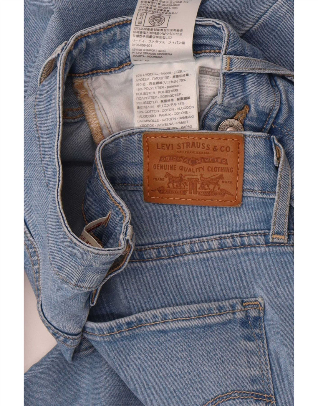 Blugi Levi's pentru femei 725 cu talie înaltă Bootcut W30 L32 Blue Lyocell
