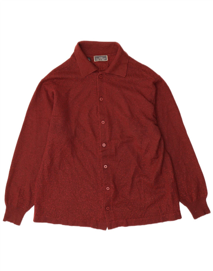 Pulover cardigan pentru bărbați Zara, lână maro mare