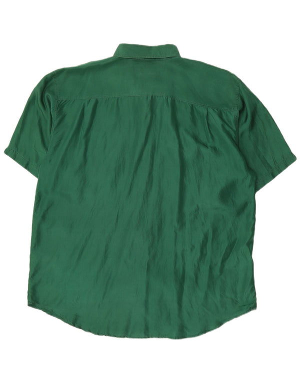 Cămașă supradimensionată vintage cu mânecă scurtă pentru femei UK 18 XL Mătase verde