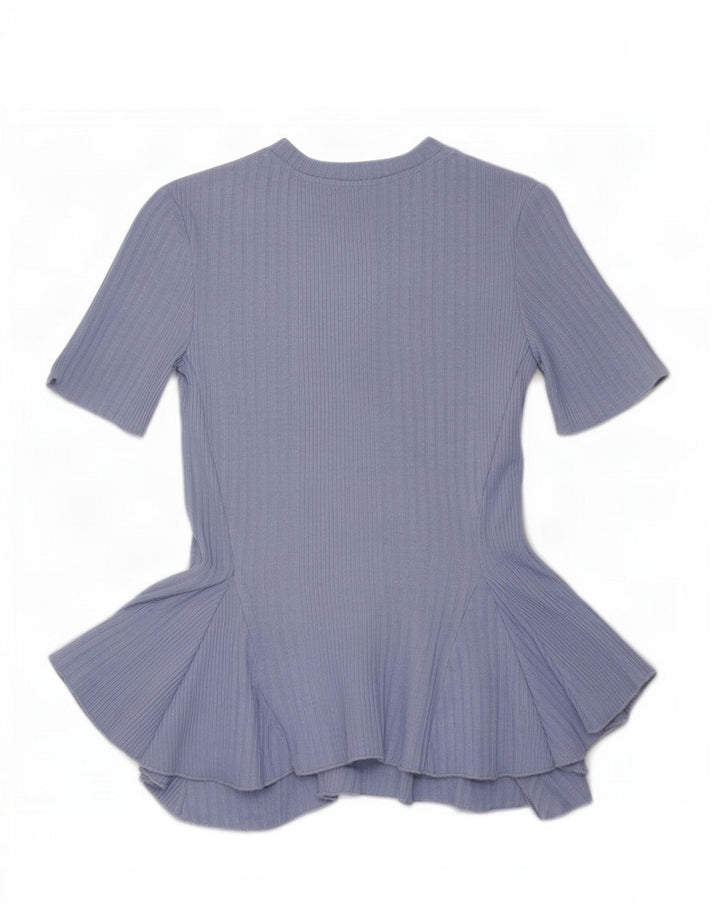 Bluză asimetrică Crop pentru femei Zara UK 8 Small Blue