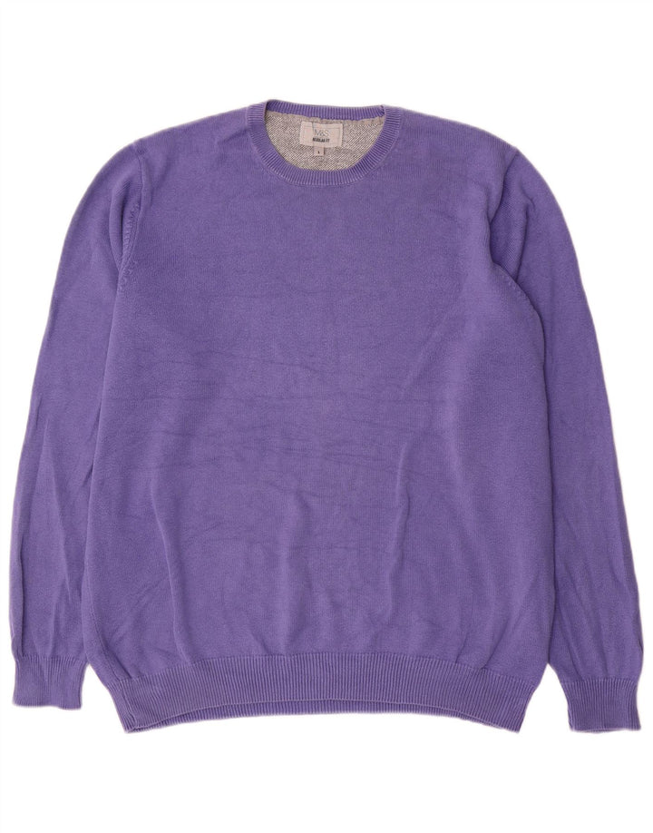 Pulover pentru bărbați Marks & Spencer, cu formă obișnuită, cu gât crew, mare, violet