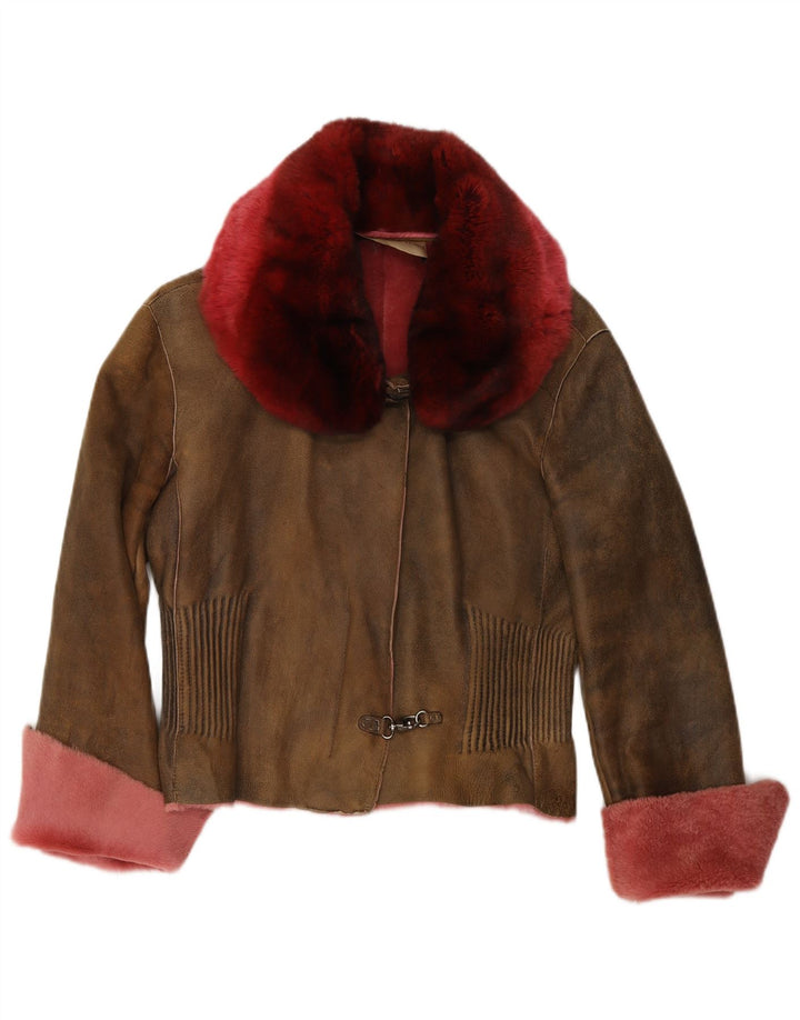 ERMANNO SCERVINO Jachetă de piele pentru femei IT 42 piele maro medie