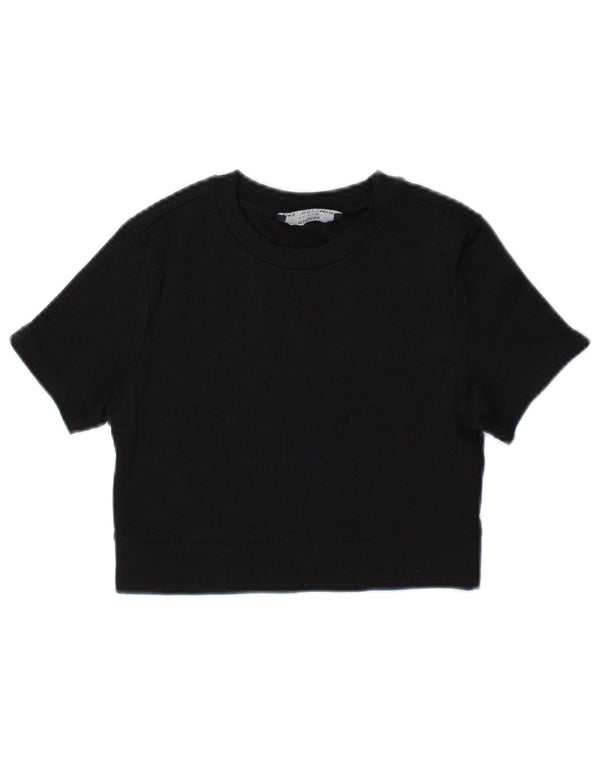 Tricou Crop pentru femei Bershka Top UK 10 Small Poliamidă neagră