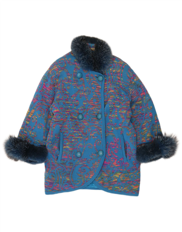 STIZZOLI Palton dublu tricot pentru femei UK 20 2XL Blue Paisley