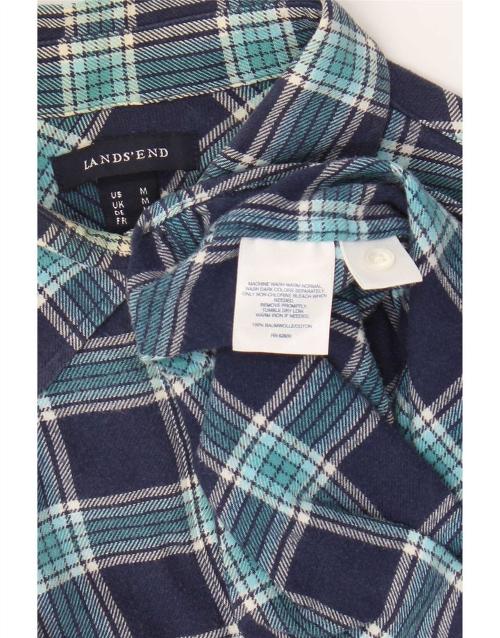Cămașă de flanel pentru femei Lands End UK 14 Medium Bluemarin Check Bumbac
