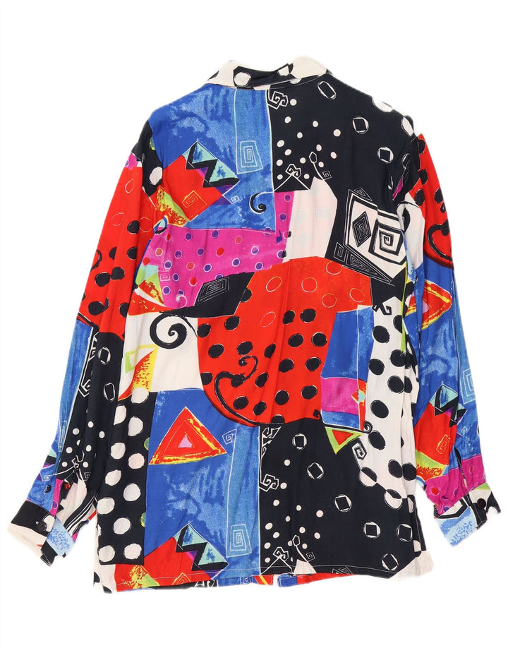 Bluză cămașă pentru femei VINTAGE EU 44/46 XL Viscoză multicoloră în mozaic