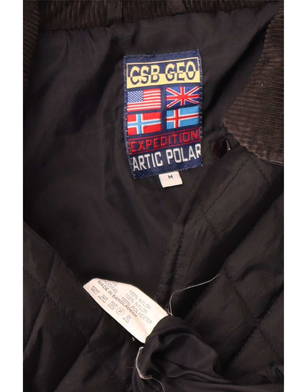 Jachetă matlasată vintage pentru bărbați UK 38 Medium Black Nylon