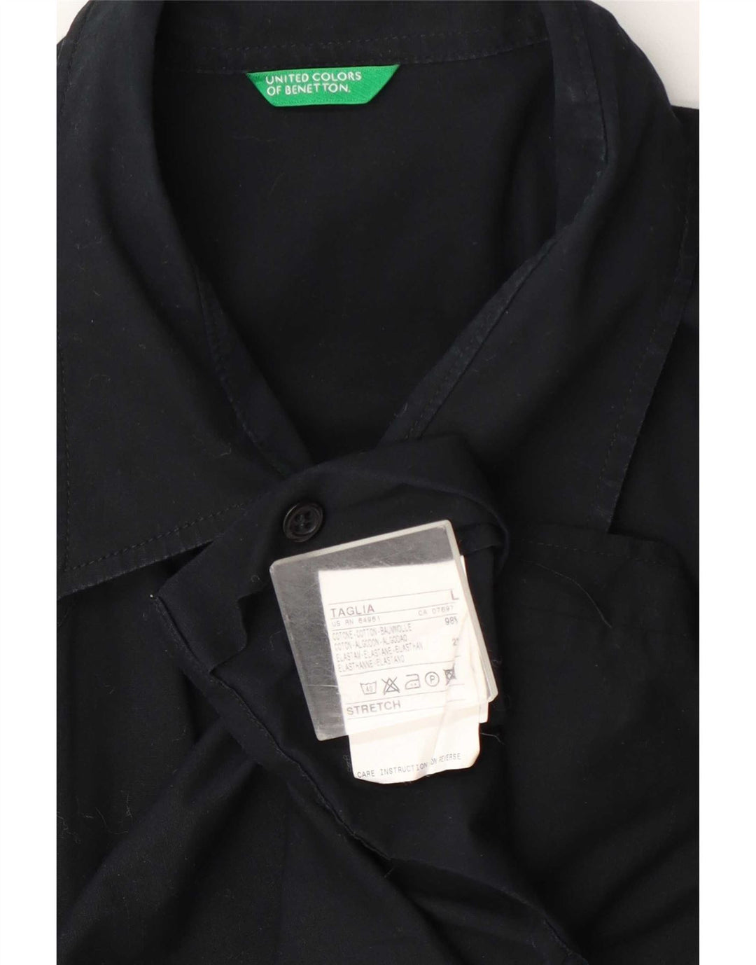 Cămașă Benetton pentru bărbați cu mânecă scurtă, mare, bleumarin, bumbac