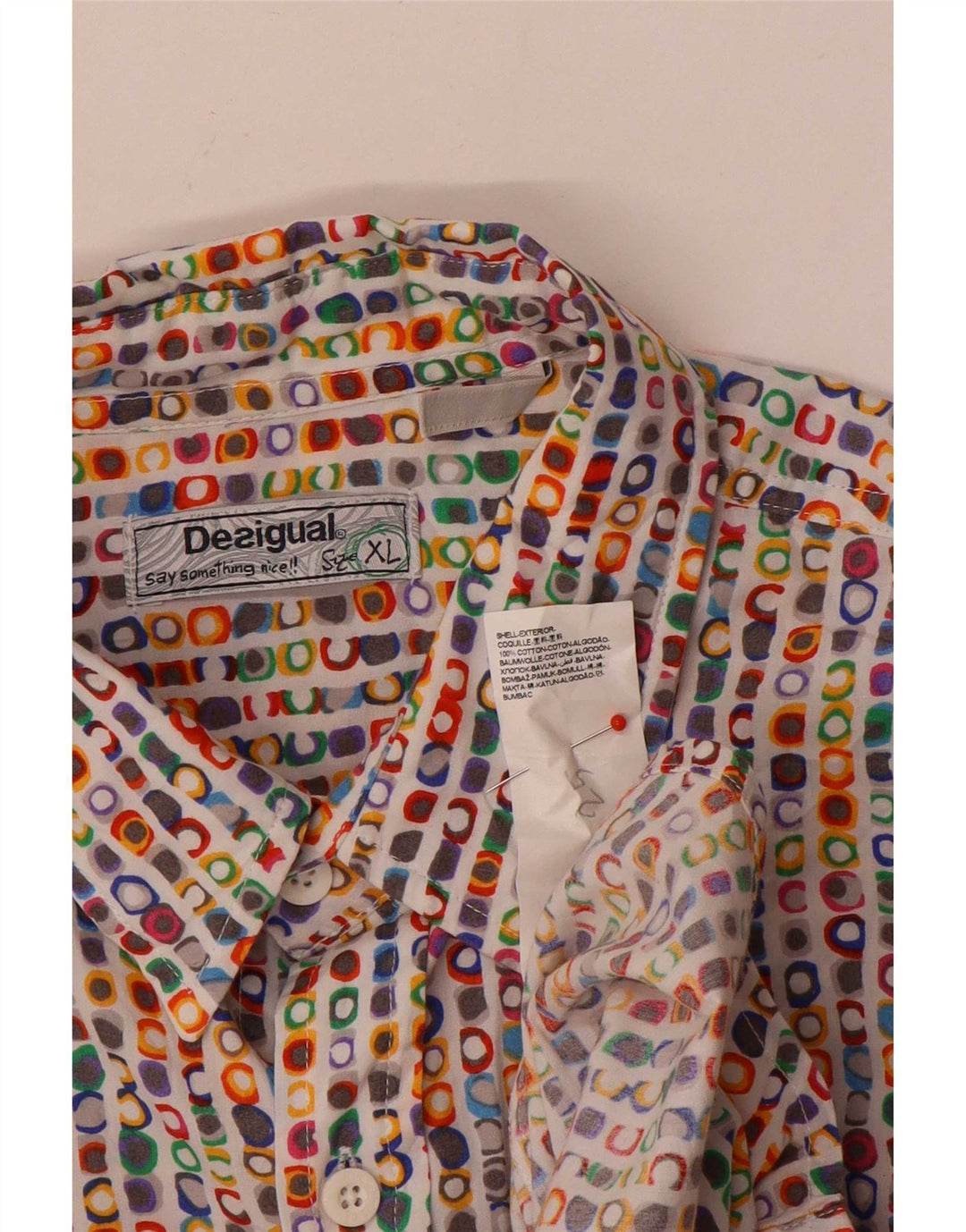 Cămașă Desigual pentru bărbați XL, bumbac geometric multicolor