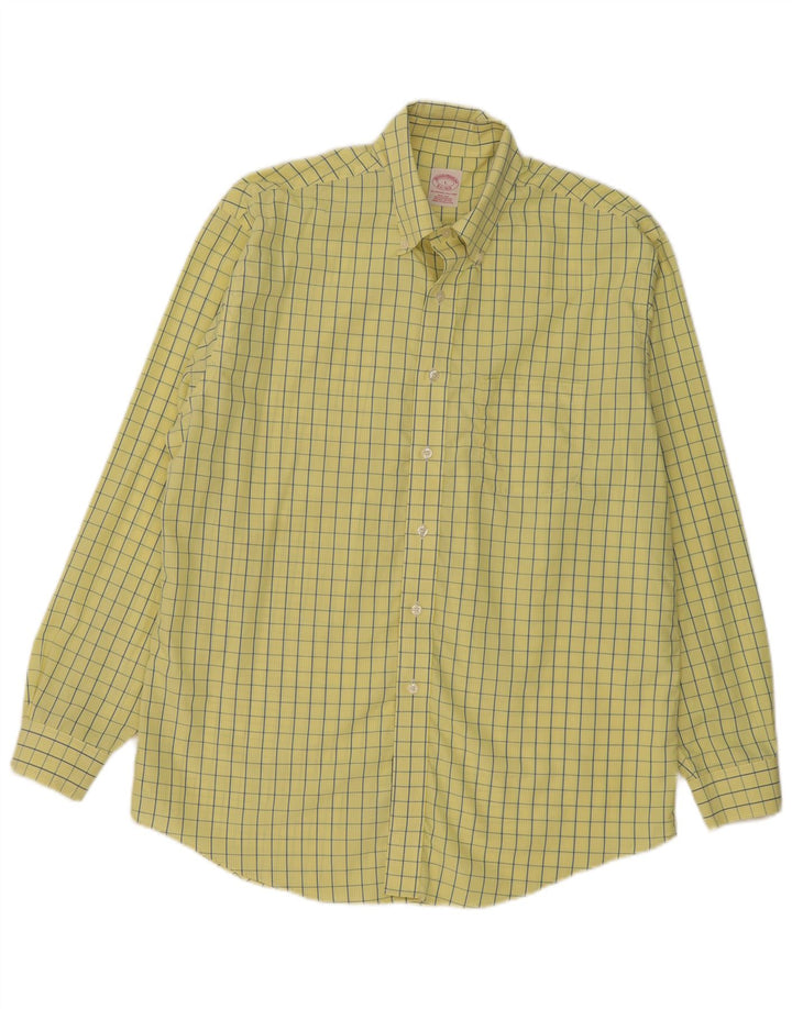 Cămașă pentru bărbați Brooks Brothers, bumbac cu carouri galbene mari