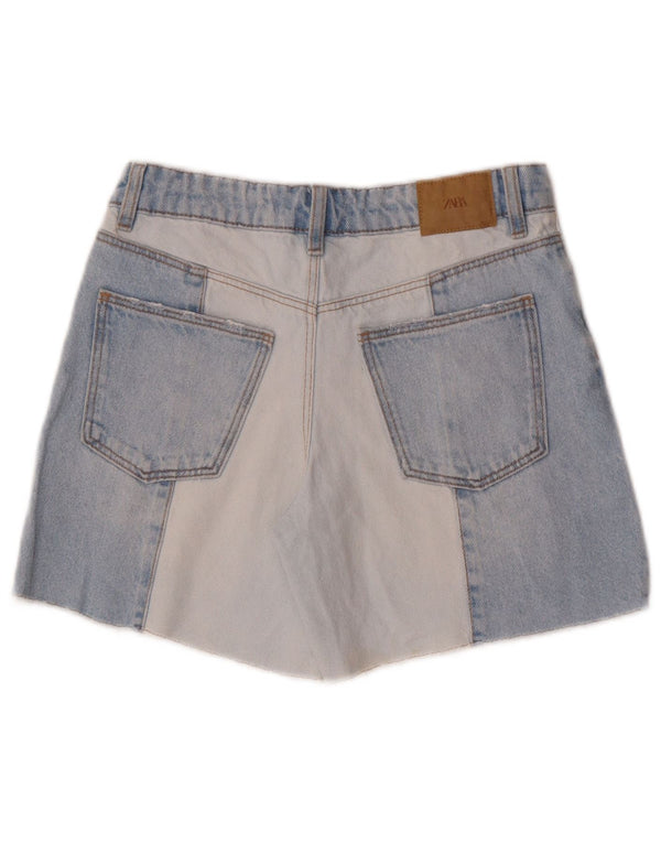 Pantaloni scurți din denim pentru fete Zara 11-12 ani W26 Bumbac Colorblock Albastru