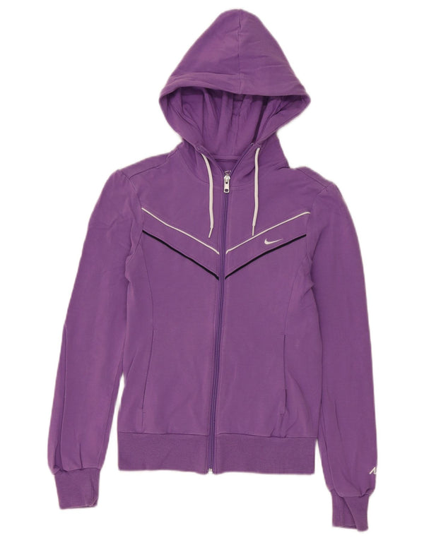 Pulover Nike pentru femei, cu fermoar, cu glugă, UK 4/6 XS, mov, bumbac