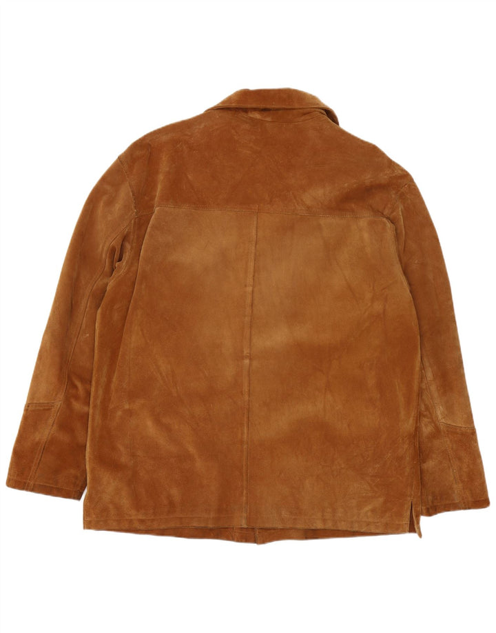 Jachetă vintage pentru bărbați din piele intoarsa UK 44 2XL din piele maro