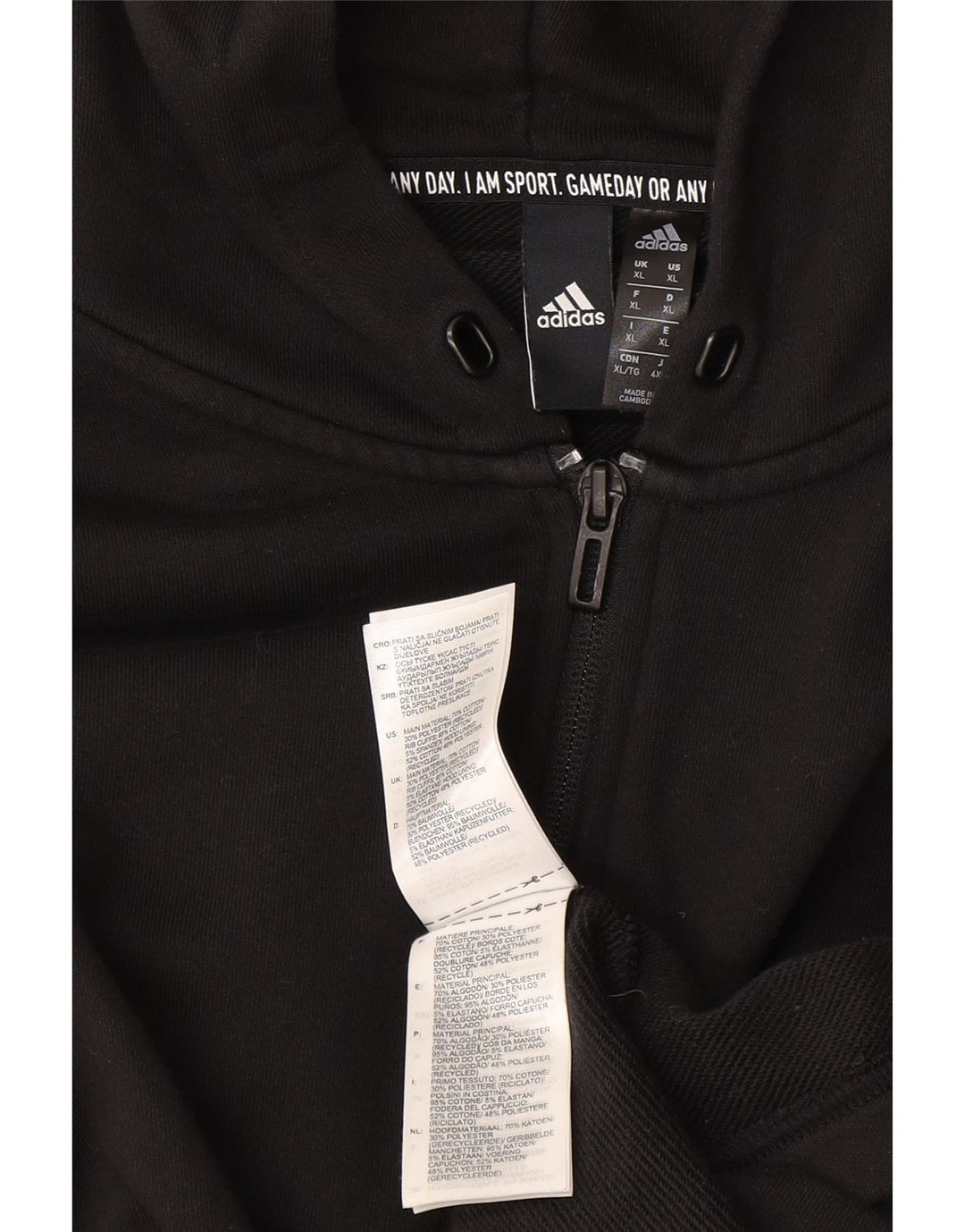 Pulover Adidas pentru bărbați, cu fermoar, bumbac XL, negru