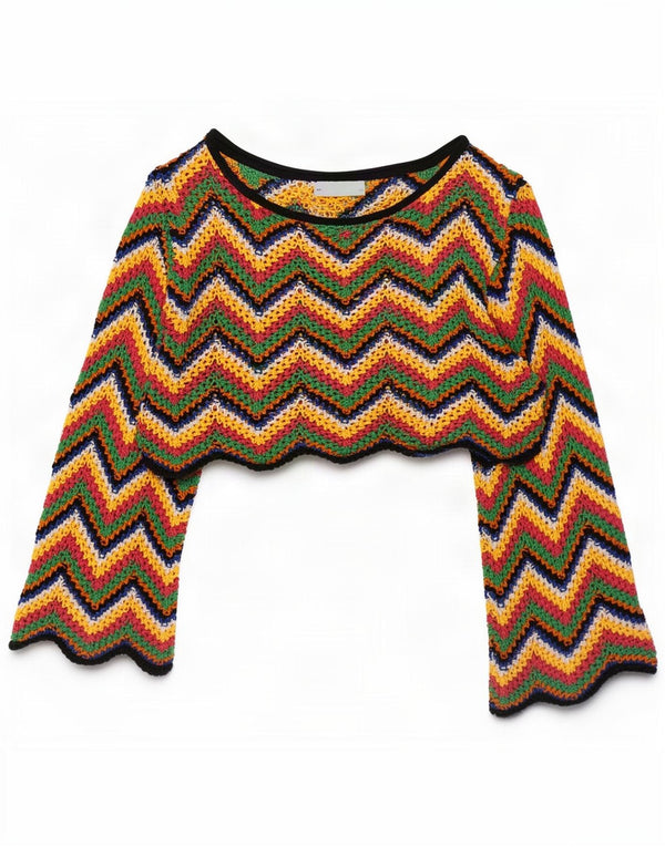 Bluză supradimensionată pentru femei Zara UK 10, chevron multicolor mic