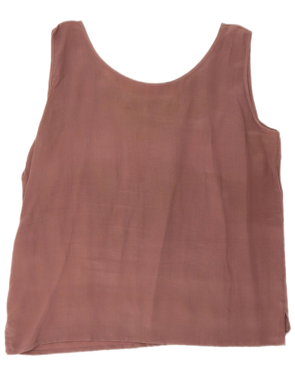 Bluză Vintage pentru femei fără mâneci, UK 18 XL, mătase maro