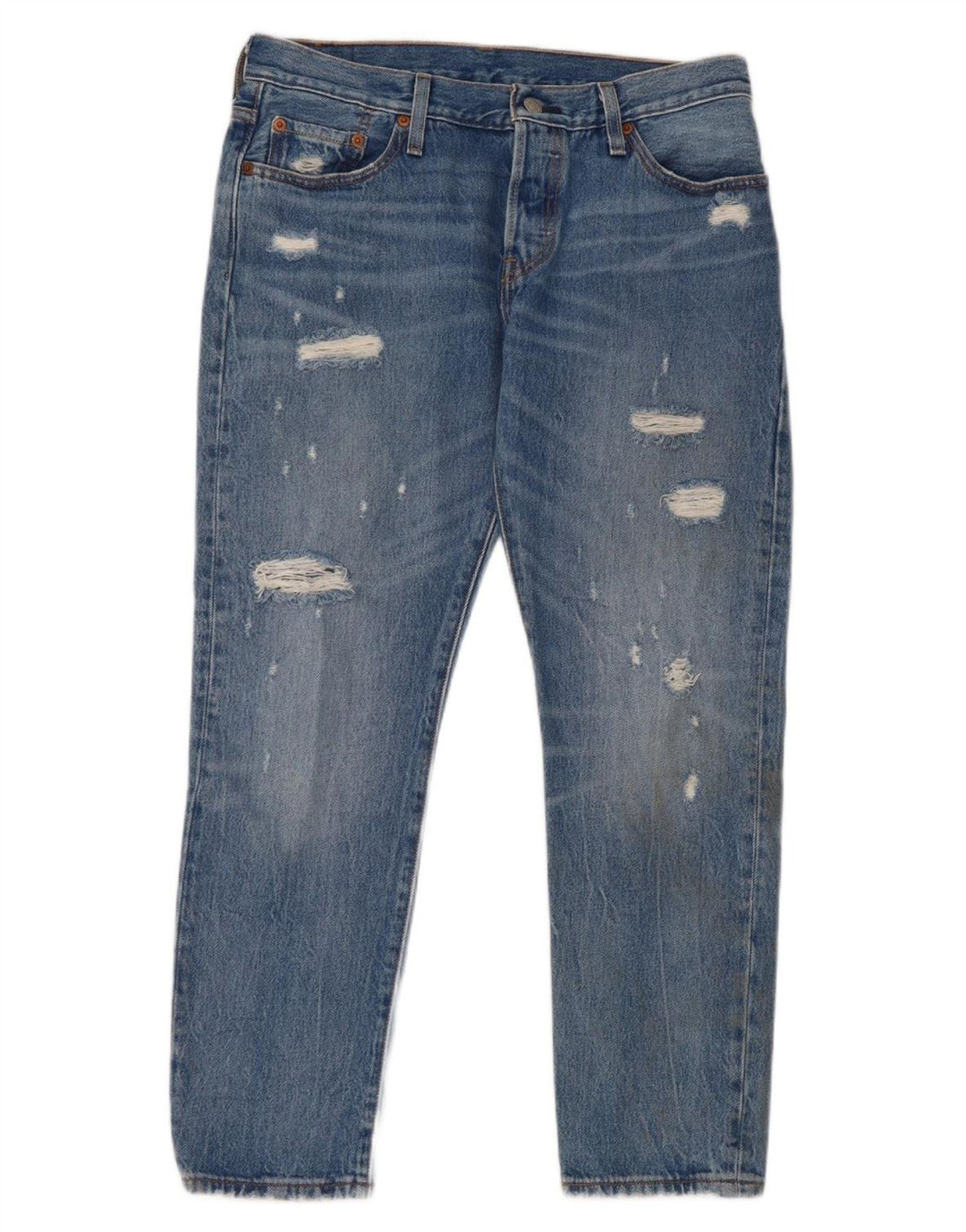 Levi's Womens 501 Distressed Straight Jeans W28 L32 Blue Cotton
