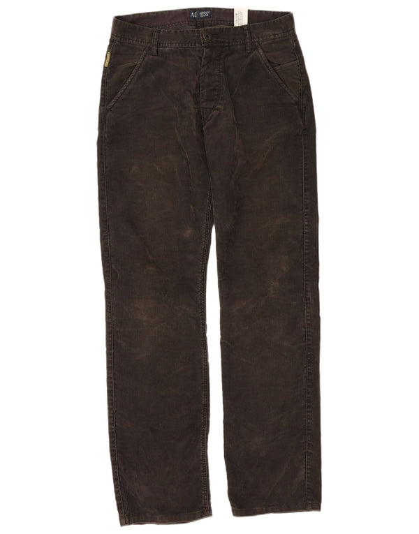 Armani Pantaloni drepti din velur pentru bărbați L32 L34 Poliester maro