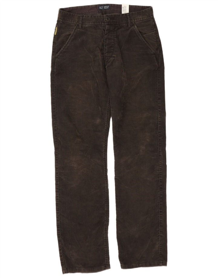 Armani Pantaloni drepti din velur pentru bărbați L32 L34 Poliester maro