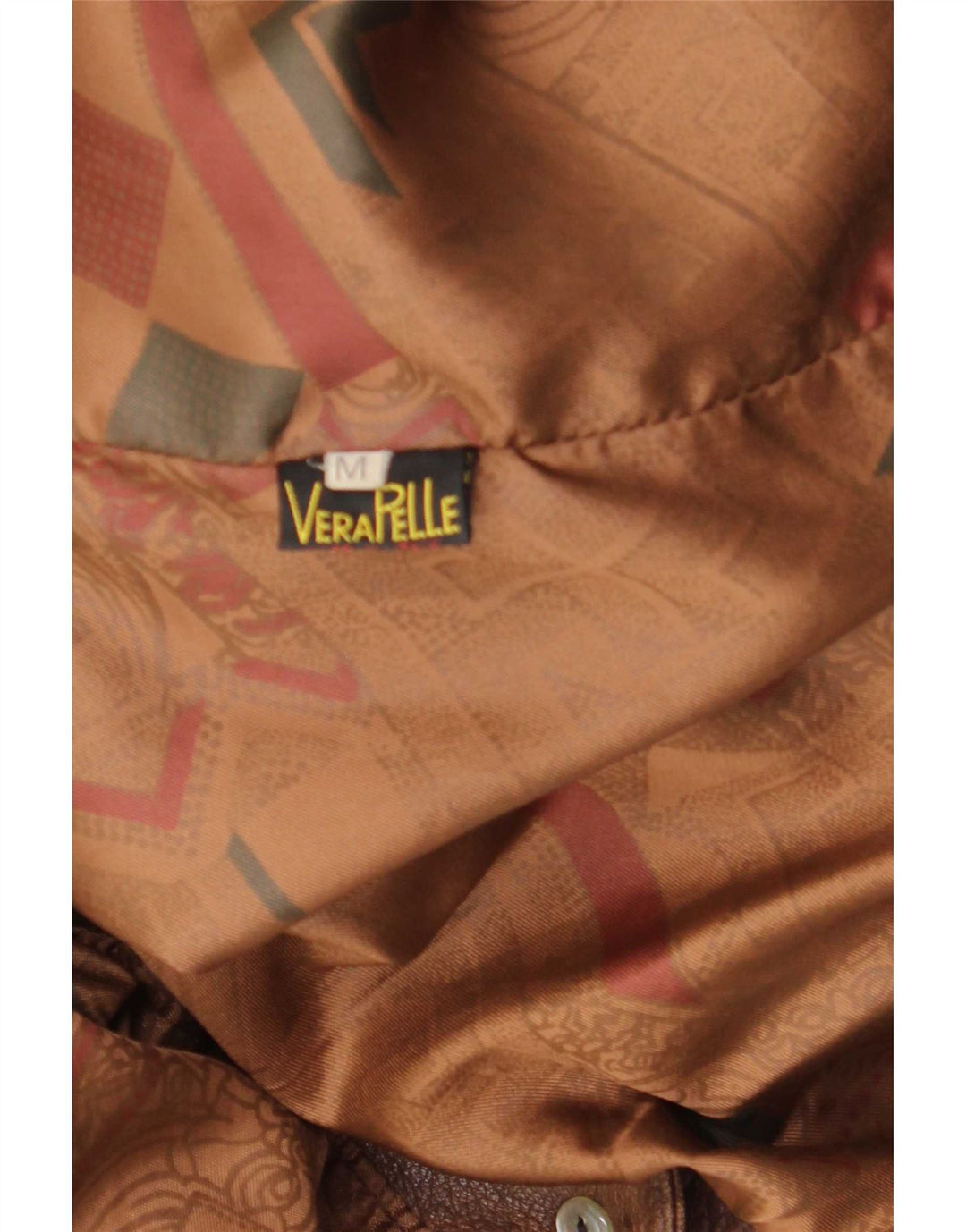Jachetă de piele supradimensionată vintage pentru femei UK 14, maro mediu Tie Dye