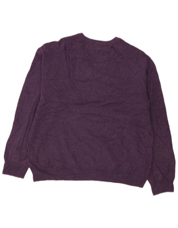 Pulover pentru bărbați Marks & Spencer, cu decolteu în V, XL, lână violet
