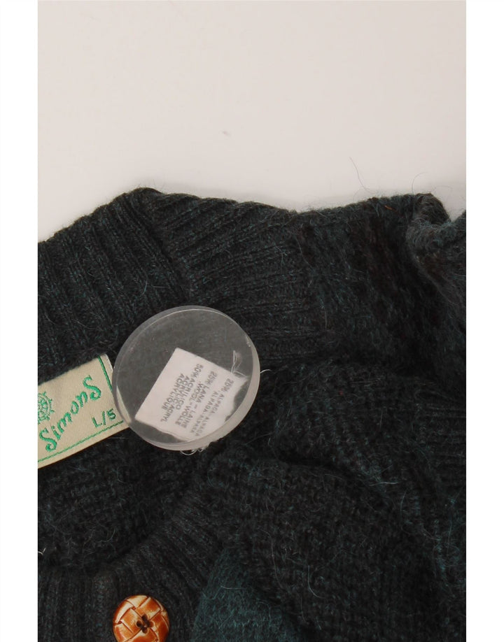 Pulover Cardigan Vintage pentru bărbați, lână de alpaca, albastră mare