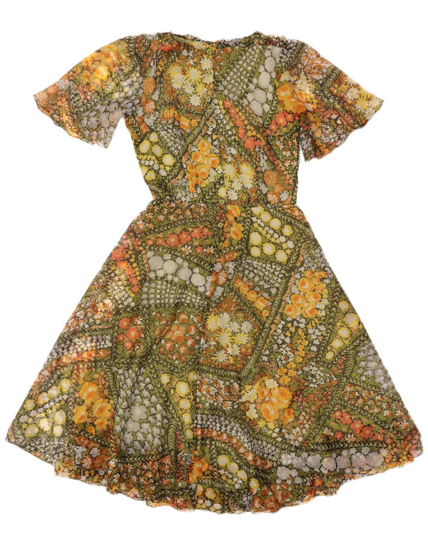 Rochie A-Line Vintage pentru femei UK 10 Mic Verde Floral