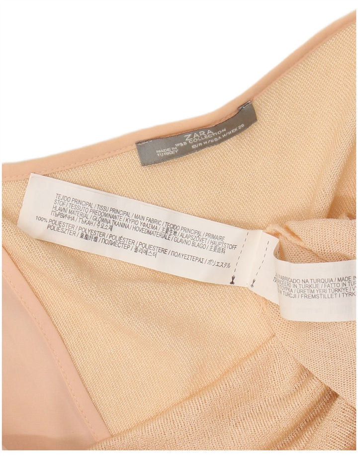 Top pentru femei Zara cu mâneci 3/4 UK 14 Medium Pink Poliester