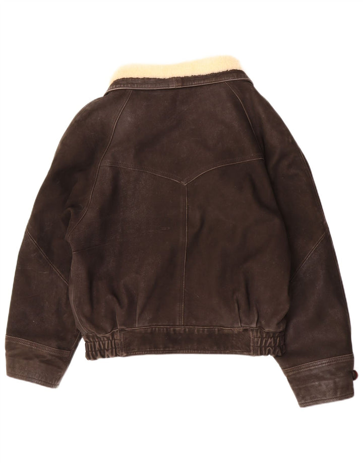 Jachetă de aviator din piele pentru bărbați Gapelle UK 36 Mic, maro, din piele retro