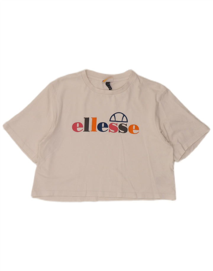 ELLESSE Tricou cu grafic crop Top UK 12 Bumbac alb mediu