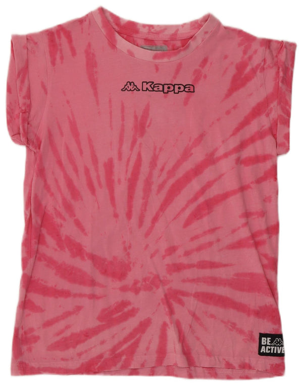 Tricou grafic Kappa pentru femei Top UK 14 Medium Pink Tie Dye Bumbac