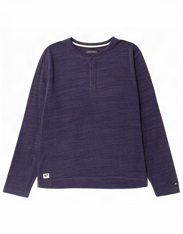 Top pentru bărbați Tommy Hilfiger cu mânecă lungă XL bleumarin, bumbac cu pete