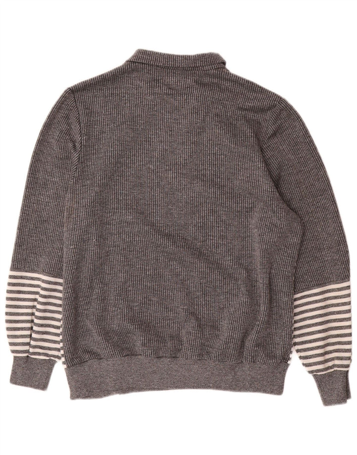 Pulover vintage cu gât polo pentru femei EU 44 XL cu dungi gri