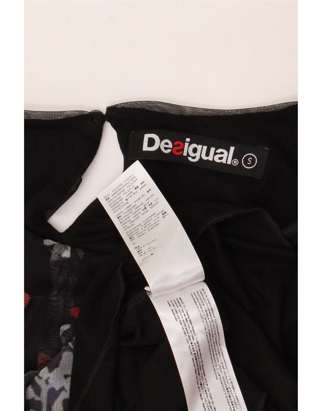 Bluză cu paragate Desigual Femei Top UK 10 Poliester Floral Negru Mic
