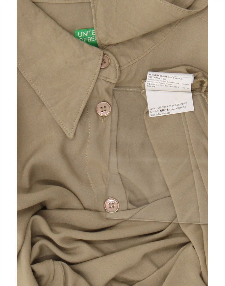 Bluză cămașă pentru femei Benetton UK 14 Viscoză verde medie