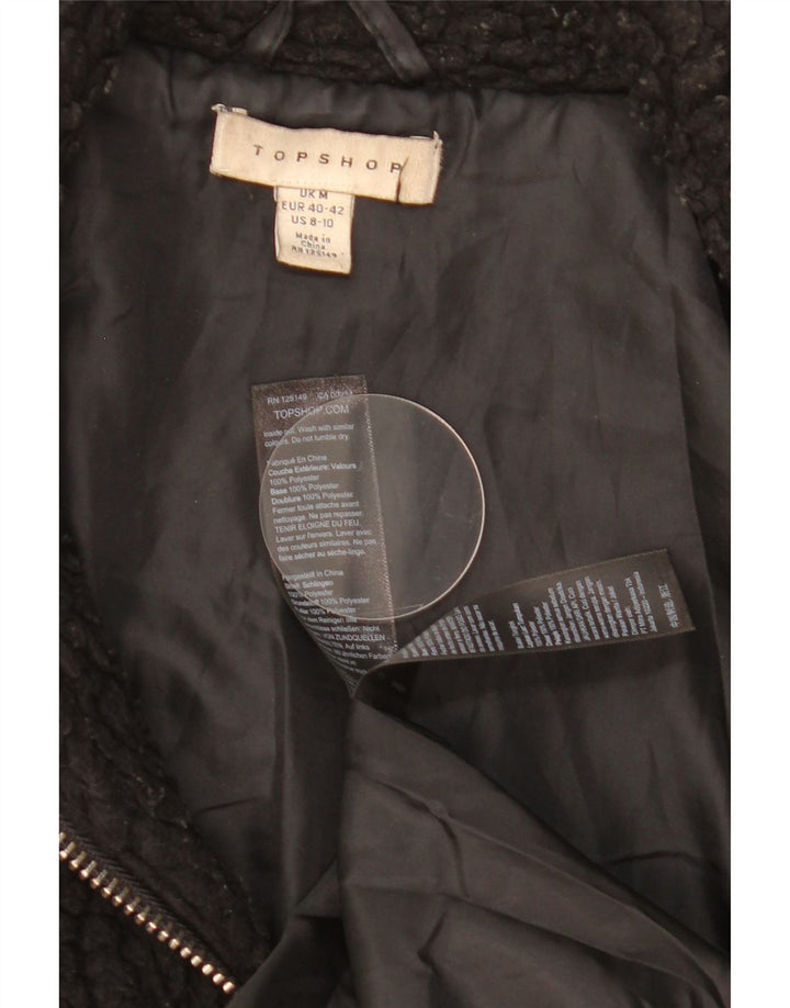 Jachetă din lână supradimensionată pentru femei Topshop UK 14 Poliester mediu negru