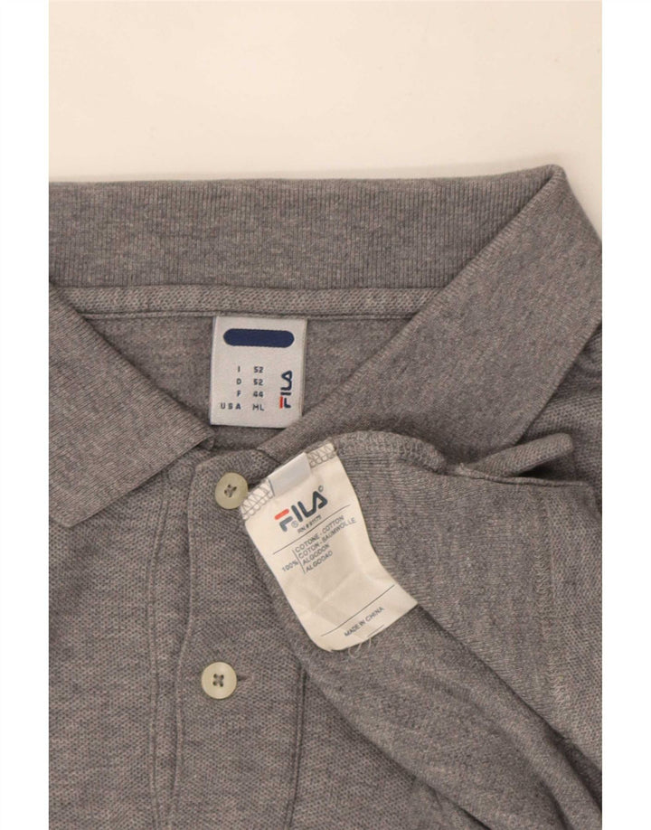 Tricou polo Fila pentru bărbați, bumbac cu pete gri mediu