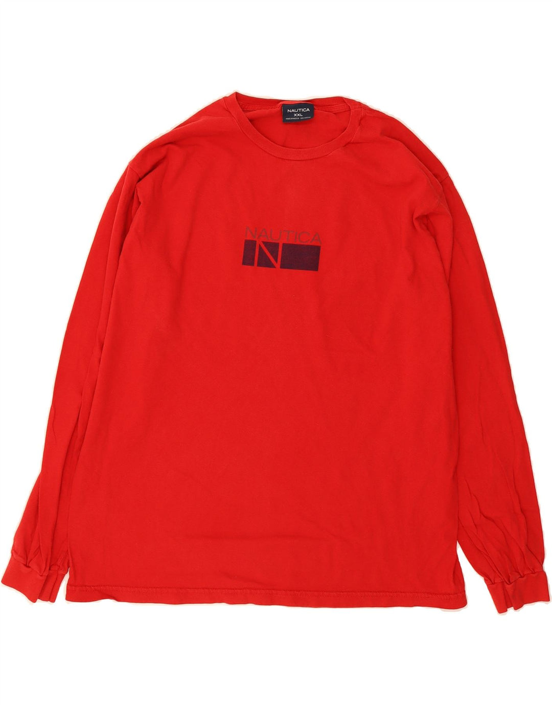 NAUTICA Mens Graphic Top Long Sleeve 2XL Red Cotton Vintage Nautica and Second-Hand Nautica from Messina Hembry 