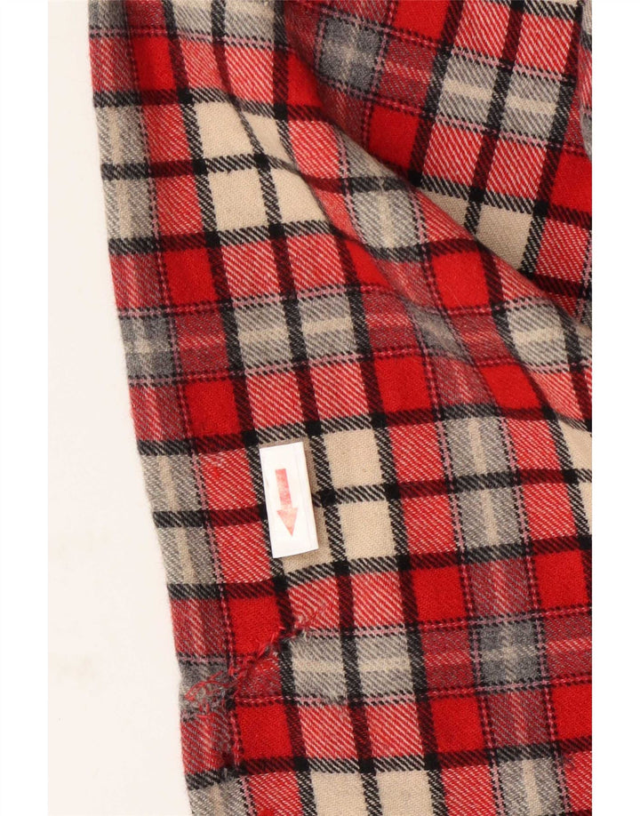 Cămașă Vintage pentru bărbați de flanel XL Lână roșie cu carouri