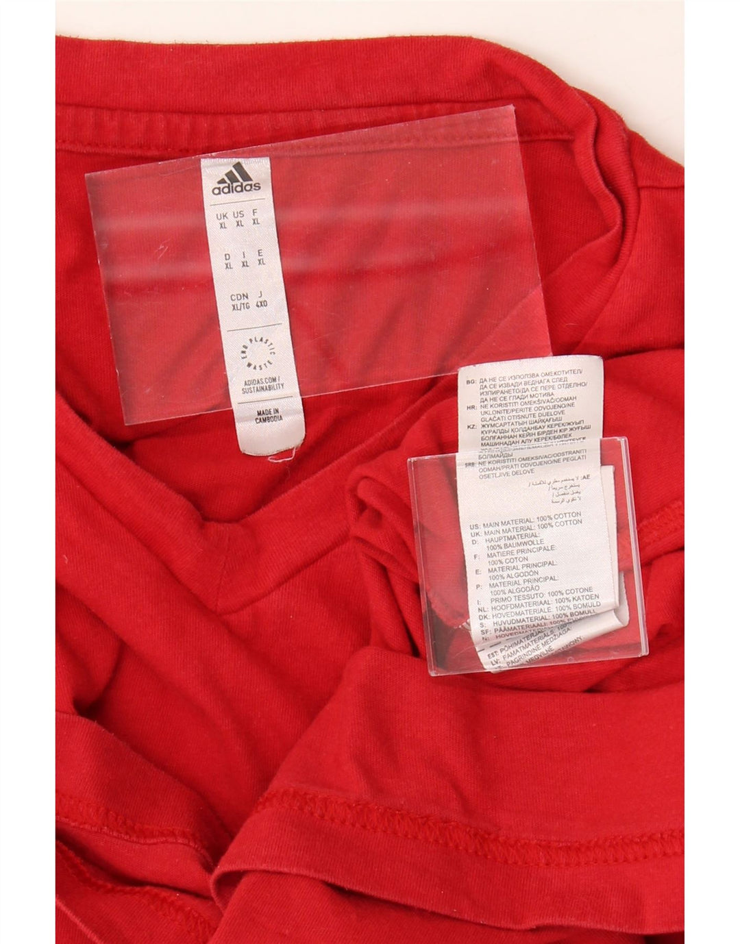 ADIDAS Mens T-Shirt Top XL Red Cotton Vintage Adidas and Second-Hand Adidas from Messina Hembry 