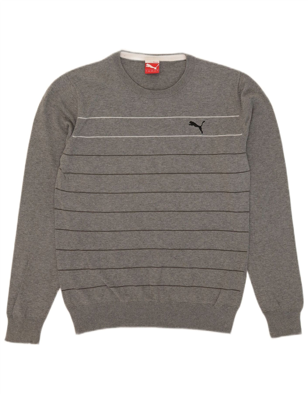 Pulover Puma Crew Neck Jumper pentru bărbați, gri mediu cu dungi